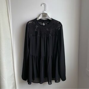 Black Blouse/Tunic Tiered with Lace size 2